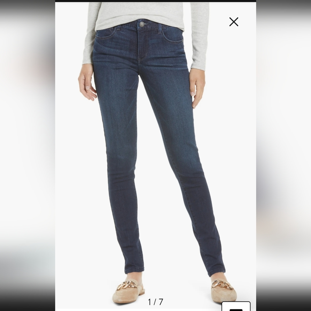 Wit & Wisdom Ab Solution Navy Ankle Jeans Slimming Panels Mold & Hold Sz 8 NWT